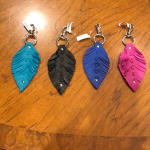 Boho chic Faux leather feather keychain. NWT!